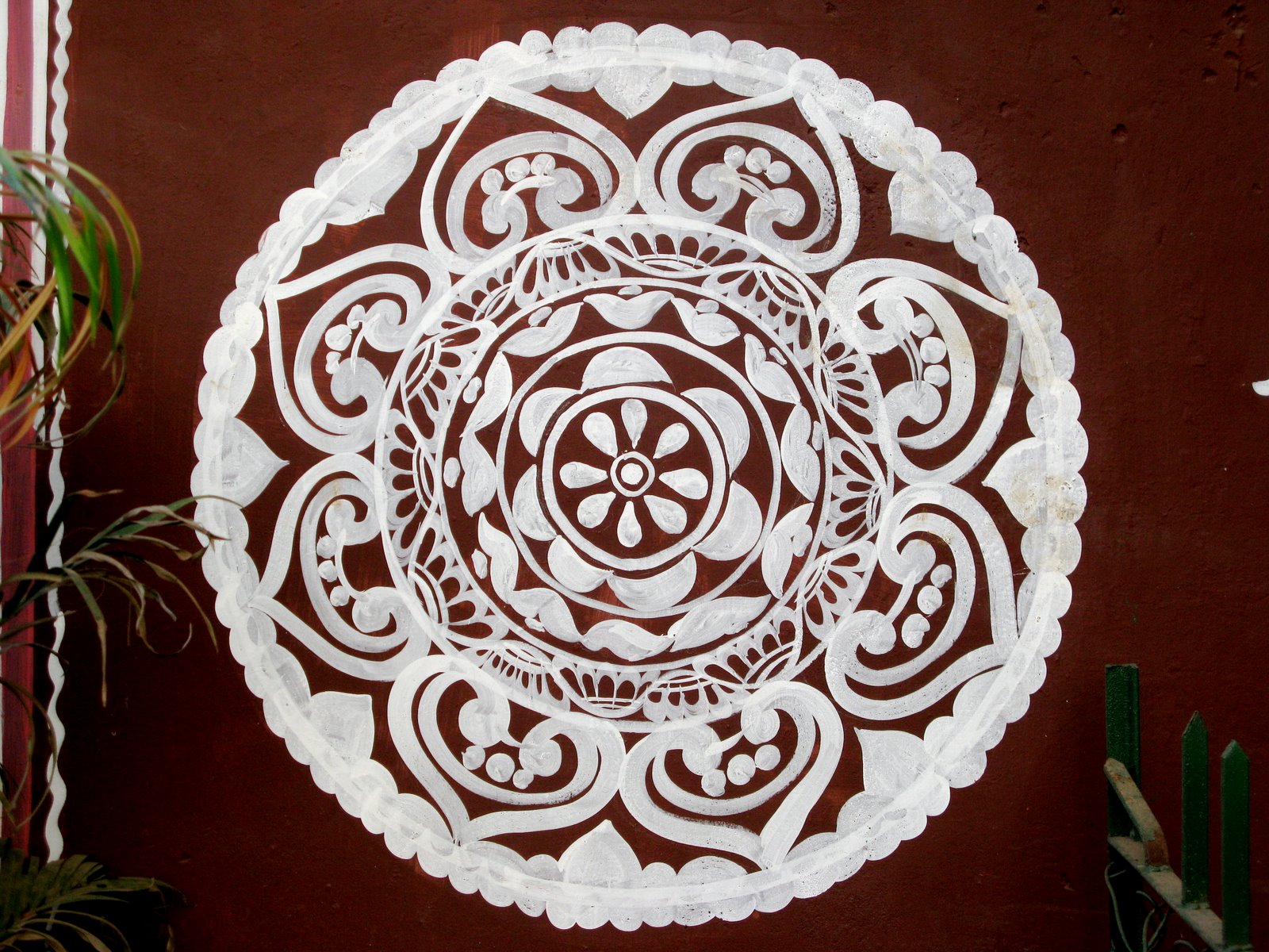 Circular white floral design